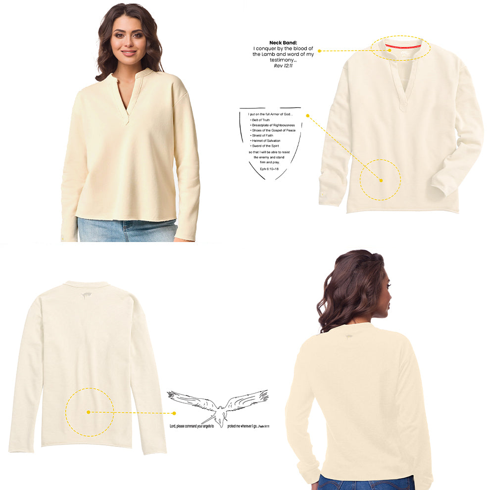 Shayna Women's V-neck Cotton Blend Pullover