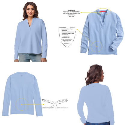 Shayna Women's V-neck Cotton Blend Pullover
